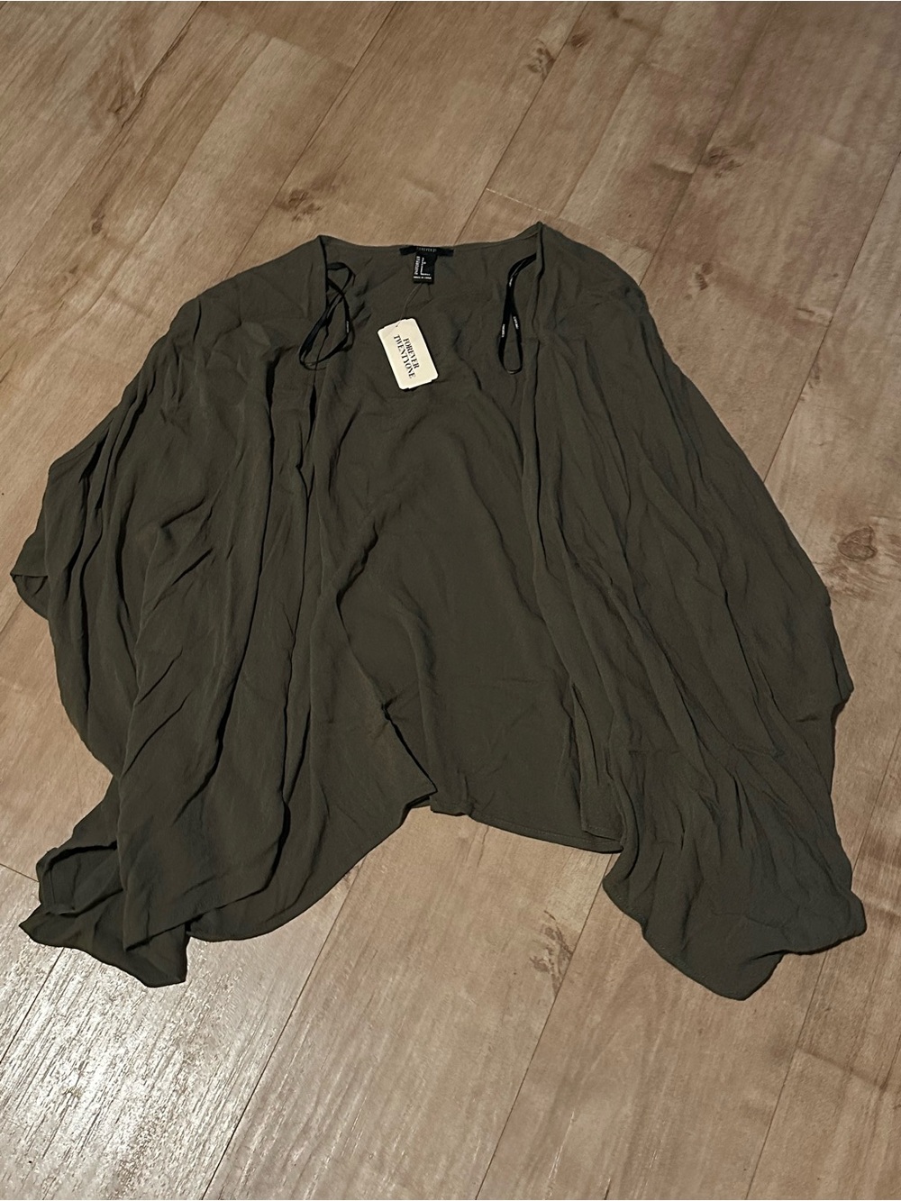 Forever 21 Olive Green Flowing Open-Front Tunic
